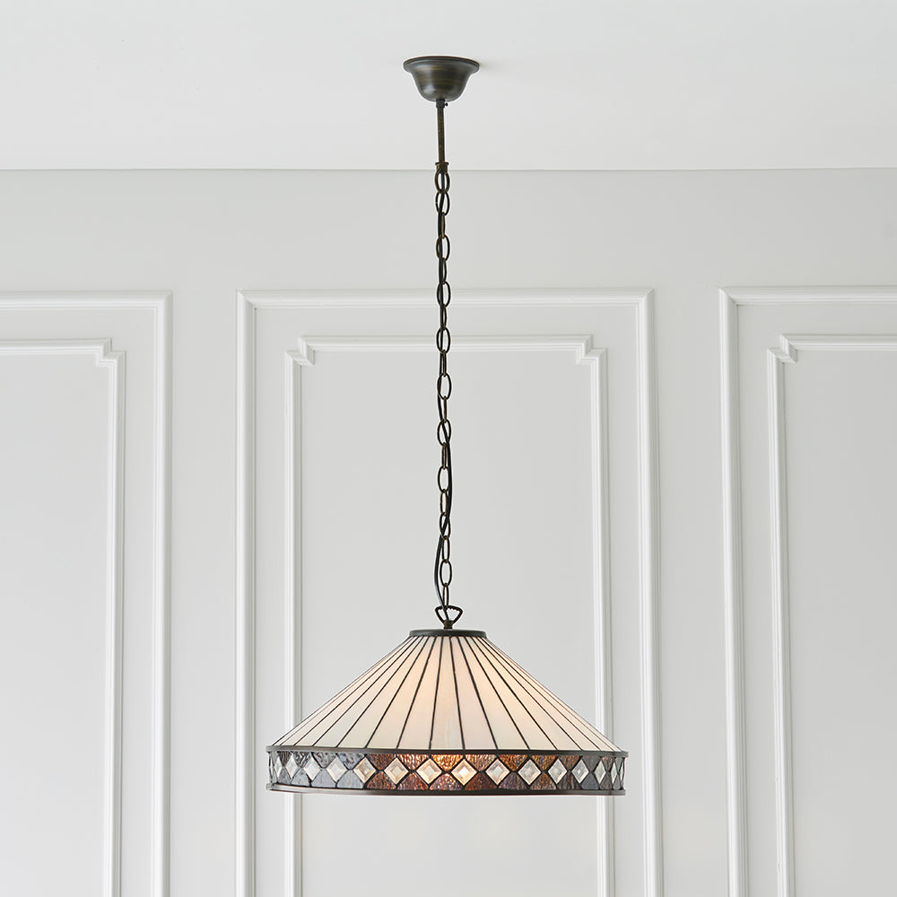 Interiors 1900 Fargo Large Tiffany Pendant Light in Satin Black