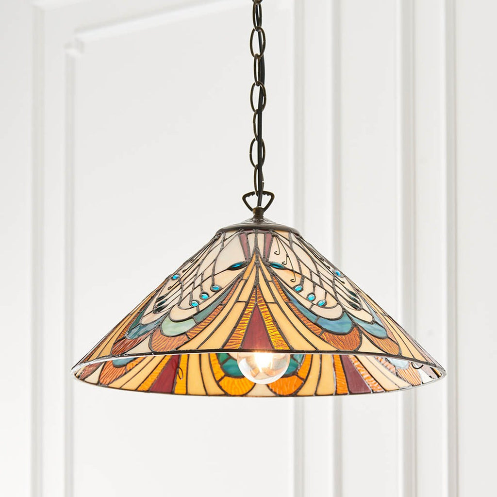Interiors 1900 Hector Medium Tiffany Pendant Light in Satin Black