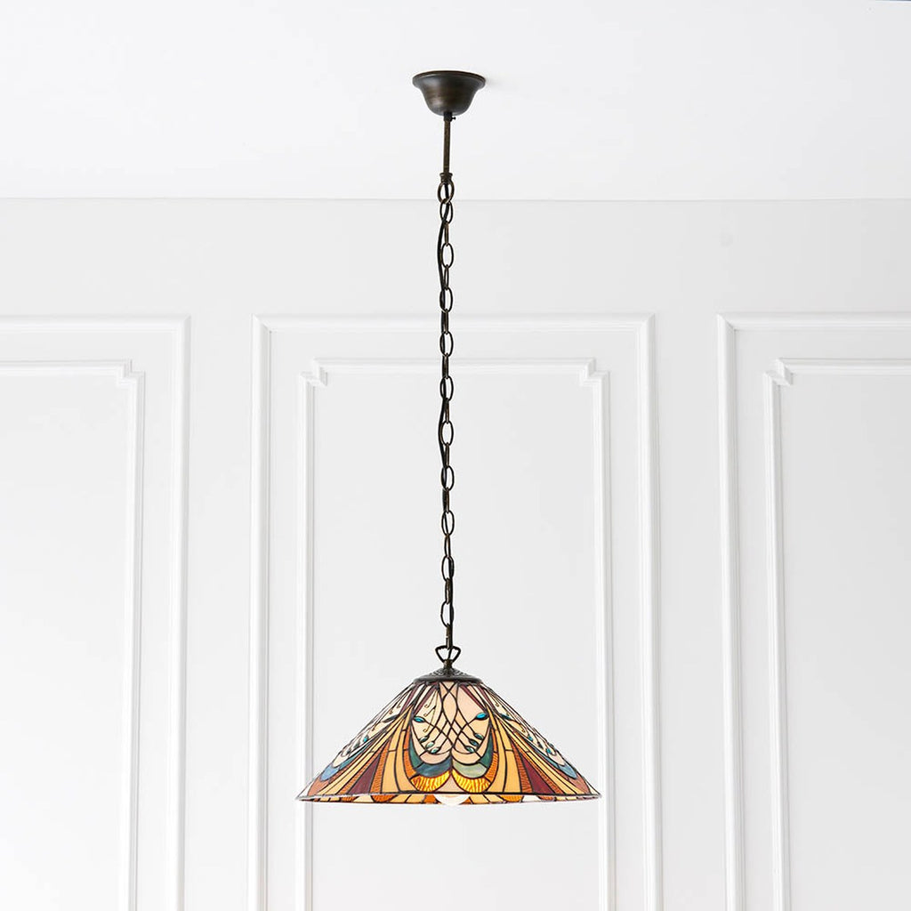 Interiors 1900 Hector Medium Tiffany Pendant Light in Satin Black