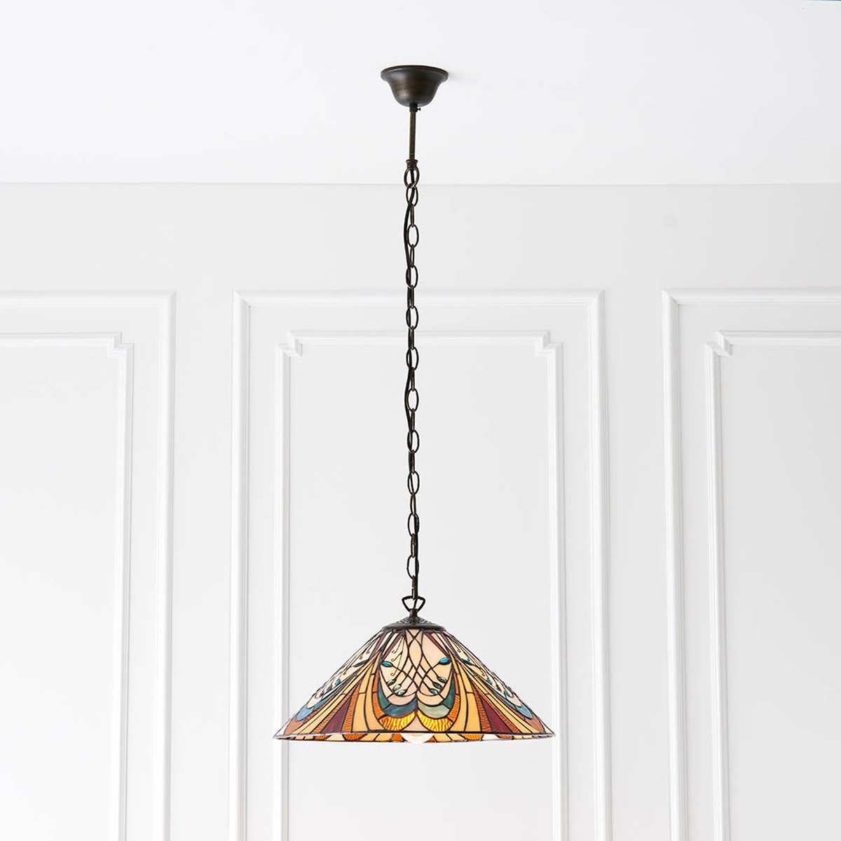 Interiors 1900 Hector Medium Tiffany Pendant Light in Satin Black