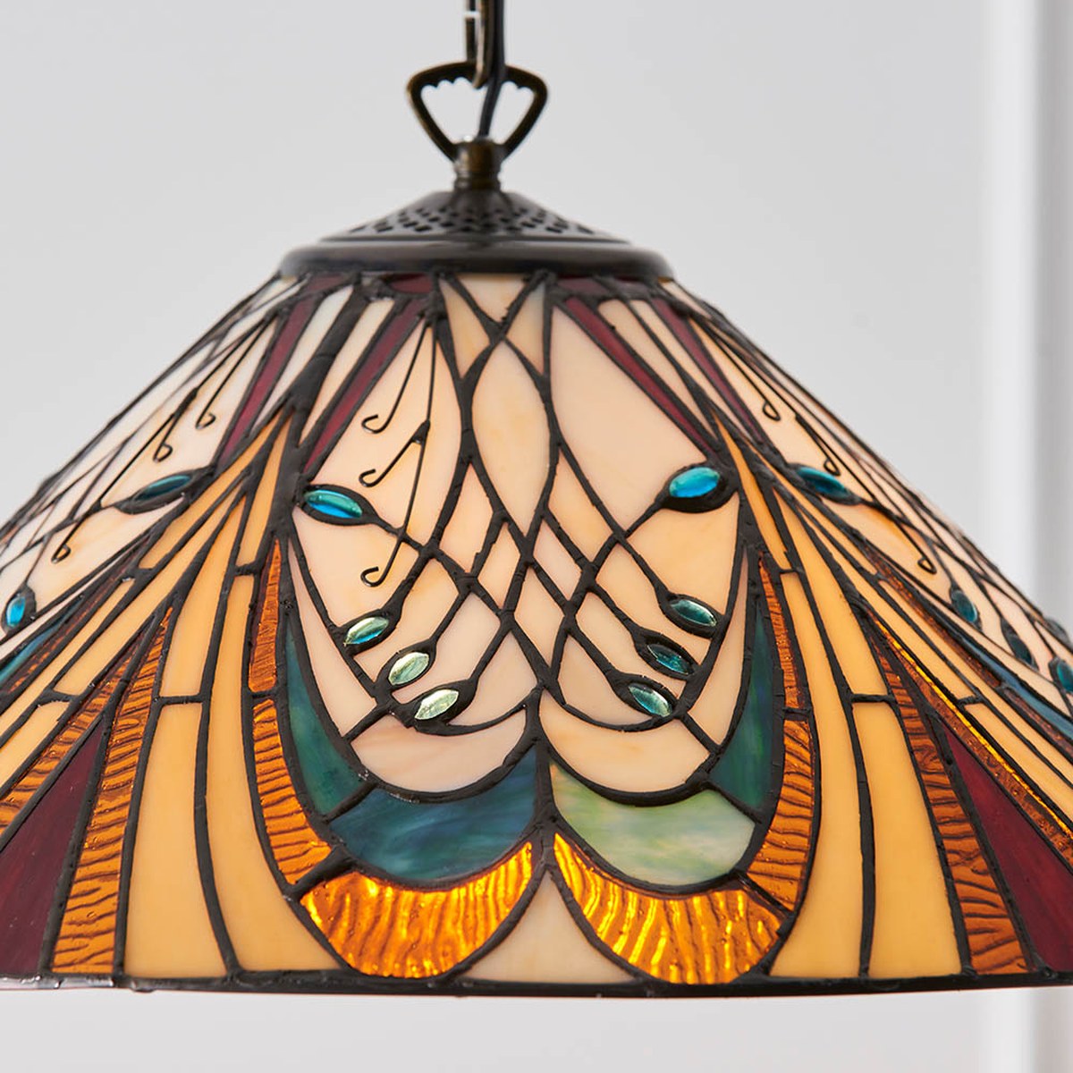 Interiors 1900 Hector Medium Tiffany Pendant Light in Satin Black