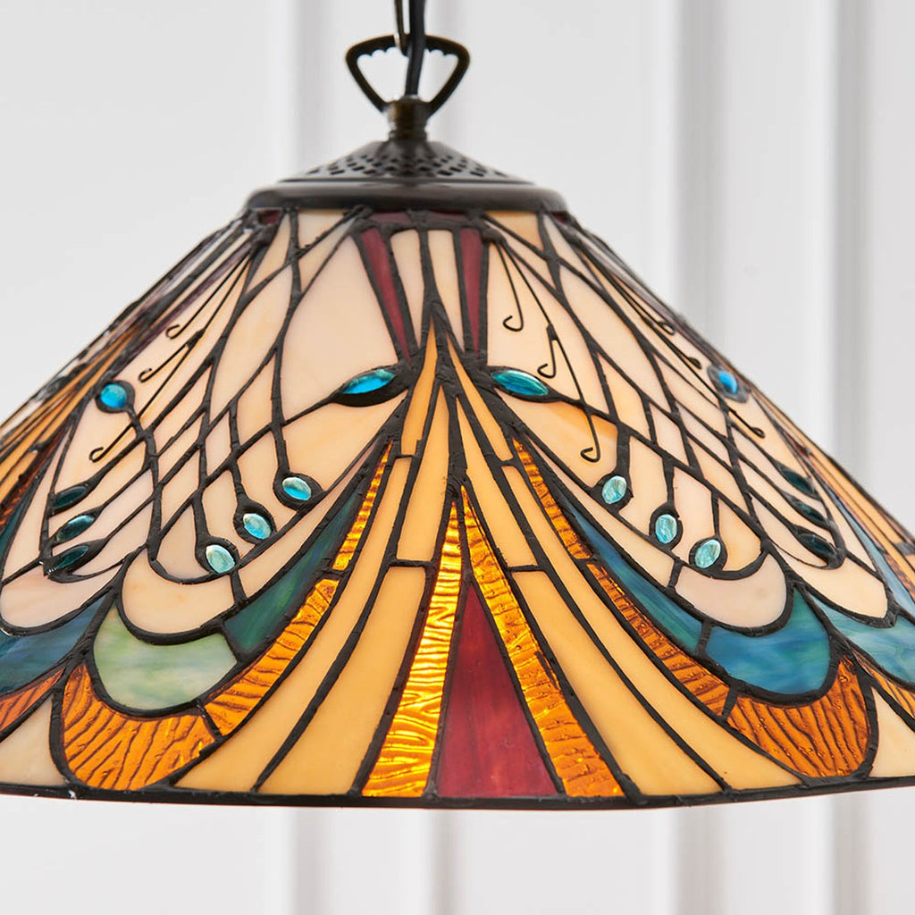 Interiors 1900 Hector Medium Tiffany Pendant Light in Satin Black