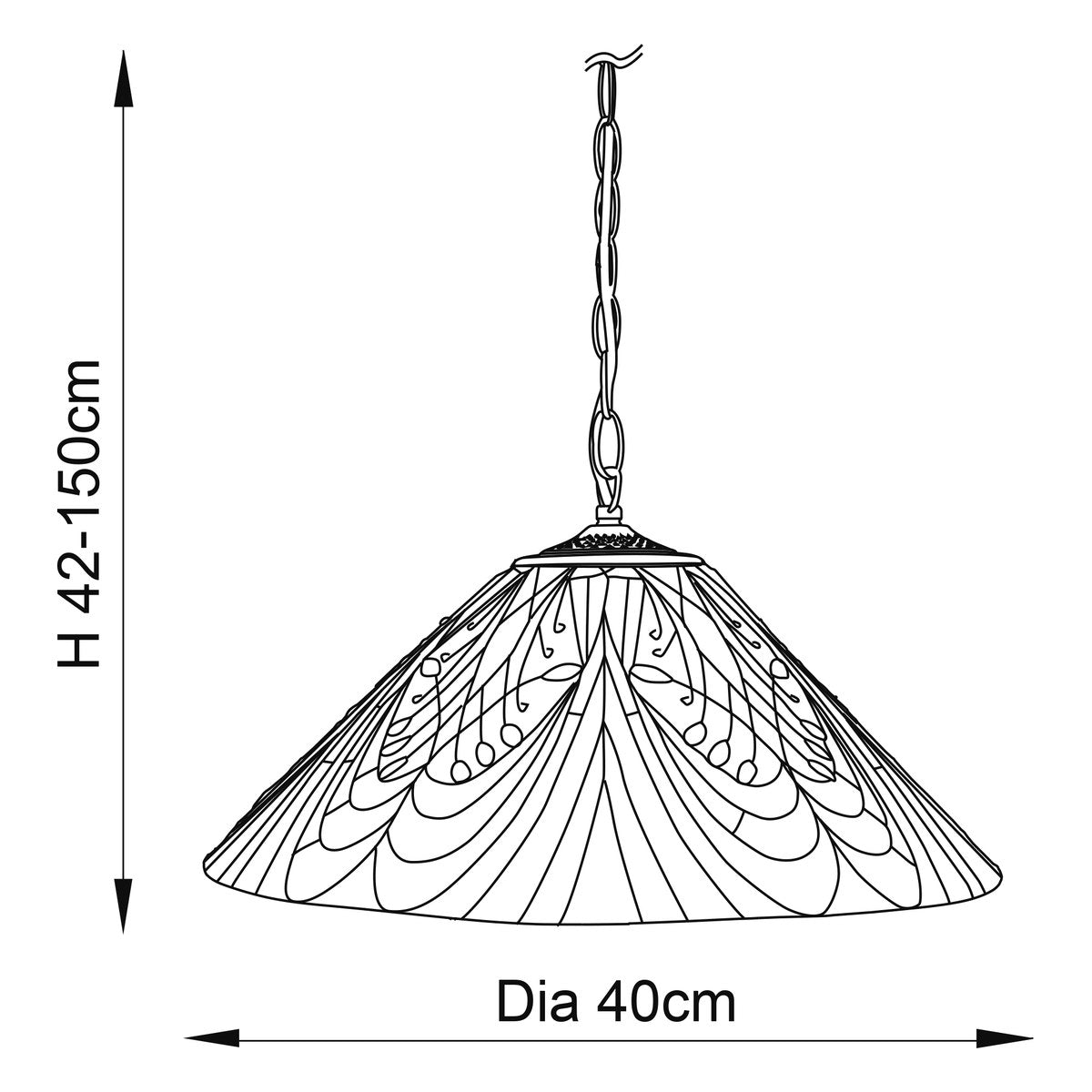 Interiors 1900 Hector Medium Tiffany Pendant Light in Satin Black
