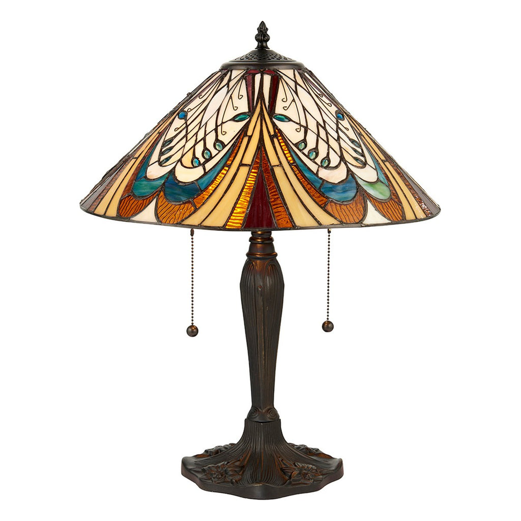 Interiors 1900 Hector Medium 2 Light Tiffany Table Lamp in Satin Black