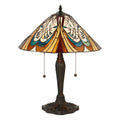 Interiors 1900 Hector Medium 2 Light Tiffany Table Lamp in Satin Black