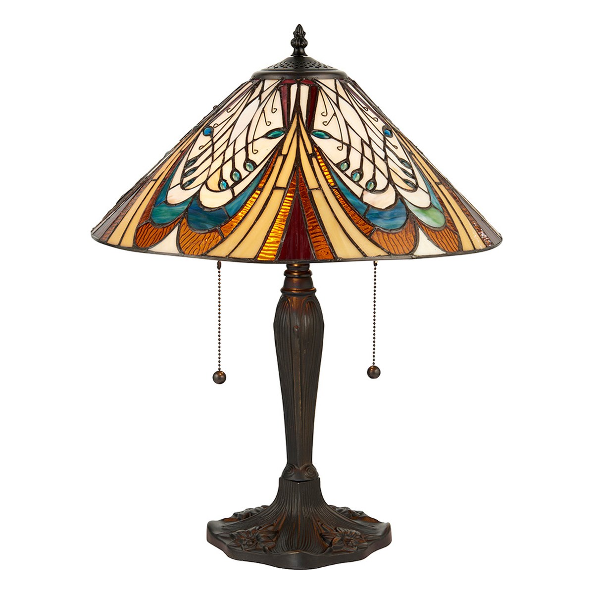 Interiors 1900 Hector Medium 2 Light Tiffany Table Lamp in Satin Black