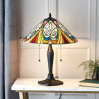 Interiors 1900 Hector Medium 2 Light Tiffany Table Lamp in Satin Black