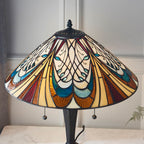Interiors 1900 Hector Medium 2 Light Tiffany Table Lamp in Satin Black