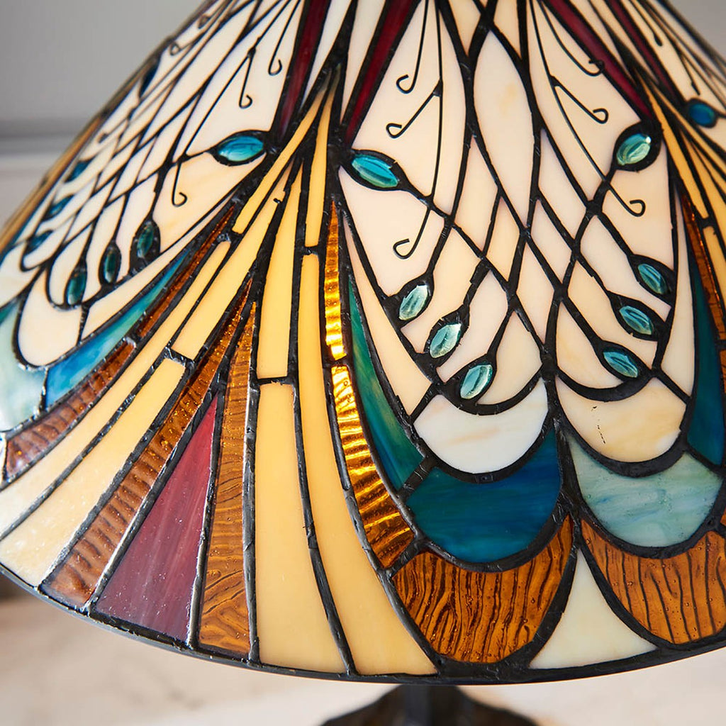 Interiors 1900 Hector Medium 2 Light Tiffany Table Lamp in Satin Black