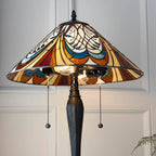 Interiors 1900 Hector Medium 2 Light Tiffany Table Lamp in Satin Black