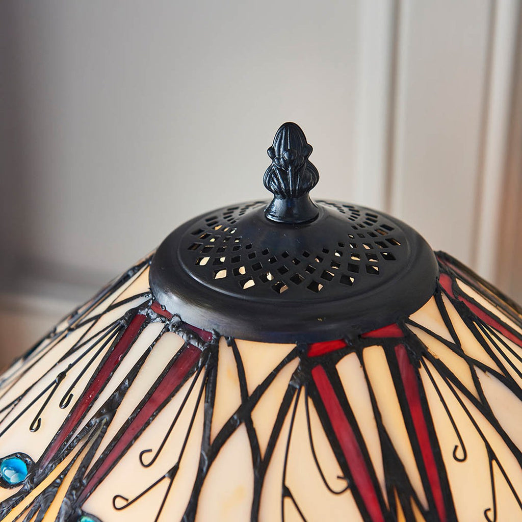 Interiors 1900 Hector Medium 2 Light Tiffany Table Lamp in Satin Black