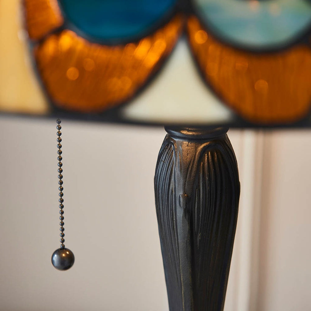 Interiors 1900 Hector Medium 2 Light Tiffany Table Lamp in Satin Black