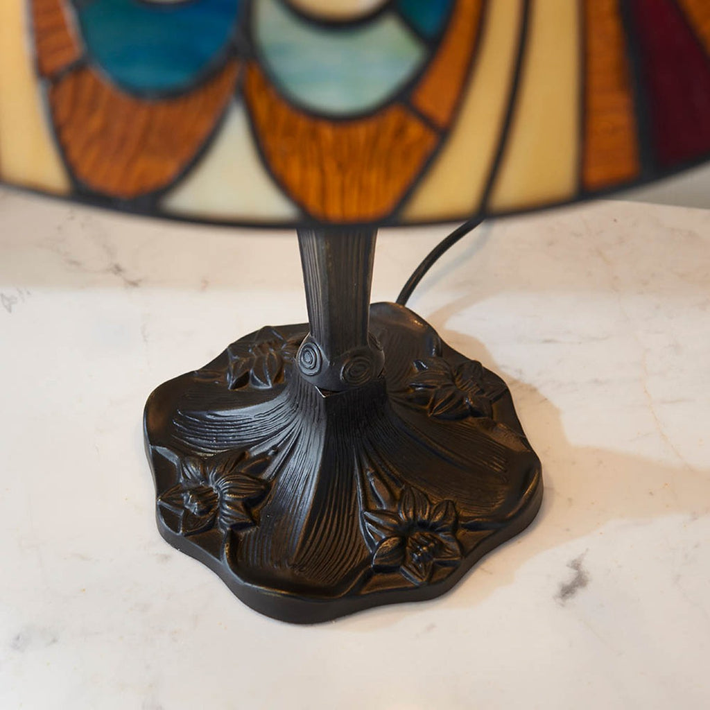 Interiors 1900 Hector Medium 2 Light Tiffany Table Lamp in Satin Black