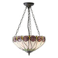 Interiors 1900 Hutchinson Medium 3 Light Inverted Tiffany Pendant Light in Satin Black