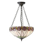 Interiors 1900 Hutchinson Medium 3 Light Inverted Tiffany Pendant Light in Satin Black