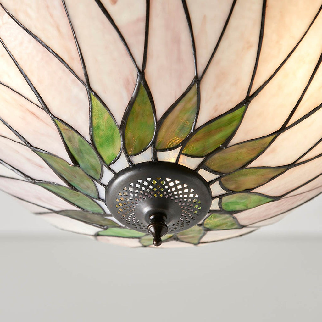 Interiors 1900 Hutchinson Medium 3 Light Inverted Tiffany Pendant Light in Satin Black