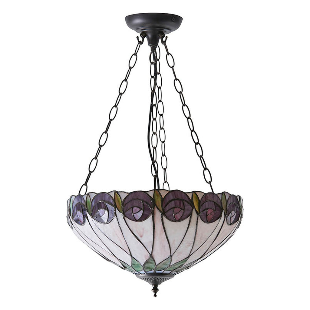 Interiors 1900 Hutchinson Medium 3 Light Inverted Tiffany Pendant Light in Satin Black