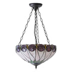 Interiors 1900 Hutchinson Medium 3 Light Inverted Tiffany Pendant Light in Satin Black