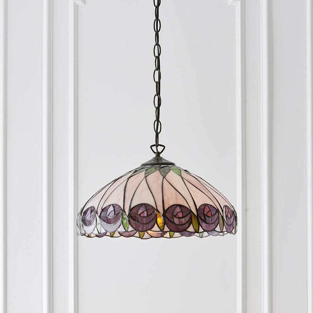 Interiors 1900 Hutchinson Medium Tiffany Pendant Light in Satin Black