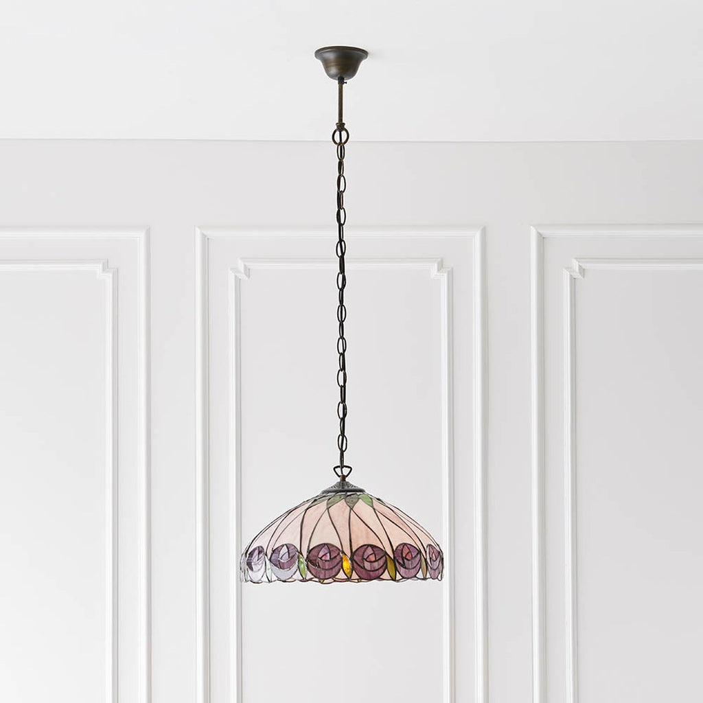 Interiors 1900 Hutchinson Medium Tiffany Pendant Light in Satin Black