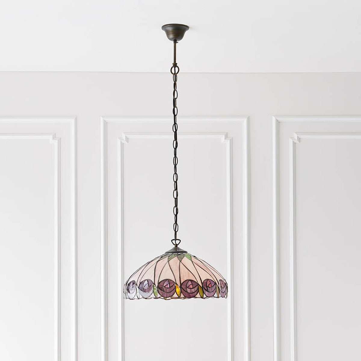 Interiors 1900 Hutchinson Medium Tiffany Pendant Light in Satin Black