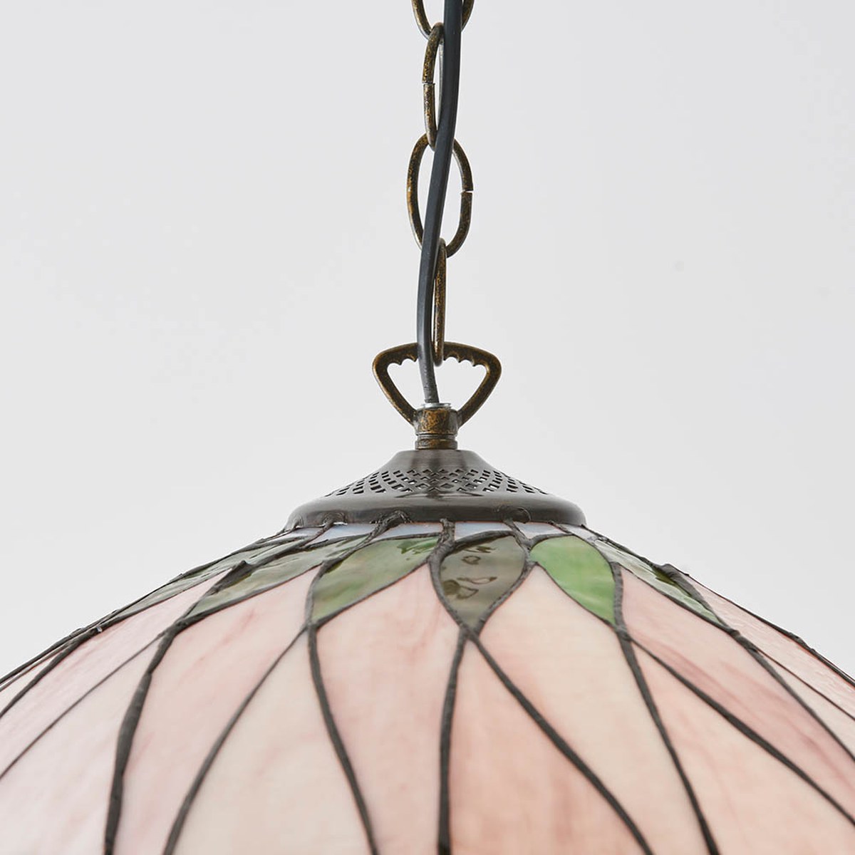 Interiors 1900 Hutchinson Medium Tiffany Pendant Light in Satin Black