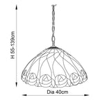 Interiors 1900 Hutchinson Medium Tiffany Pendant Light in Satin Black