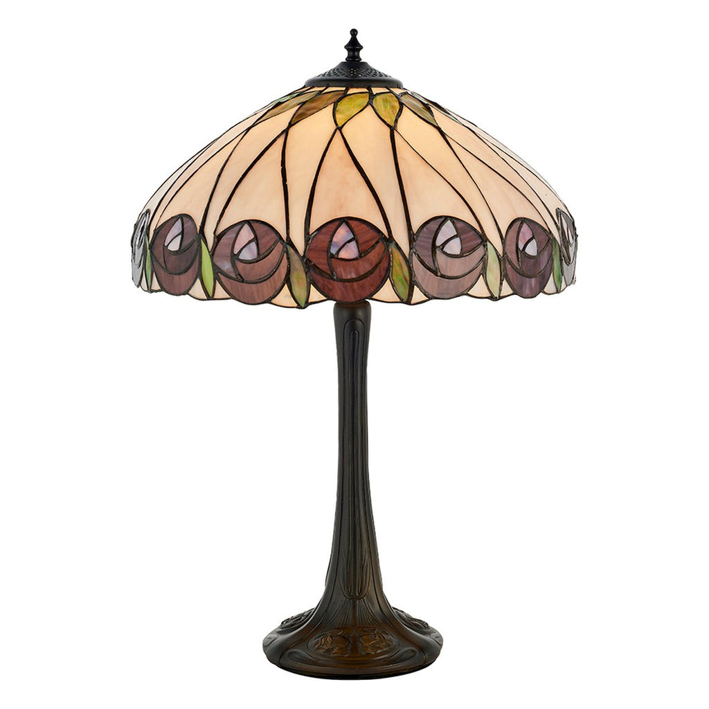 Interiors 1900 Hutchinson Medium Tiffany Table Lamp in Satin Black
