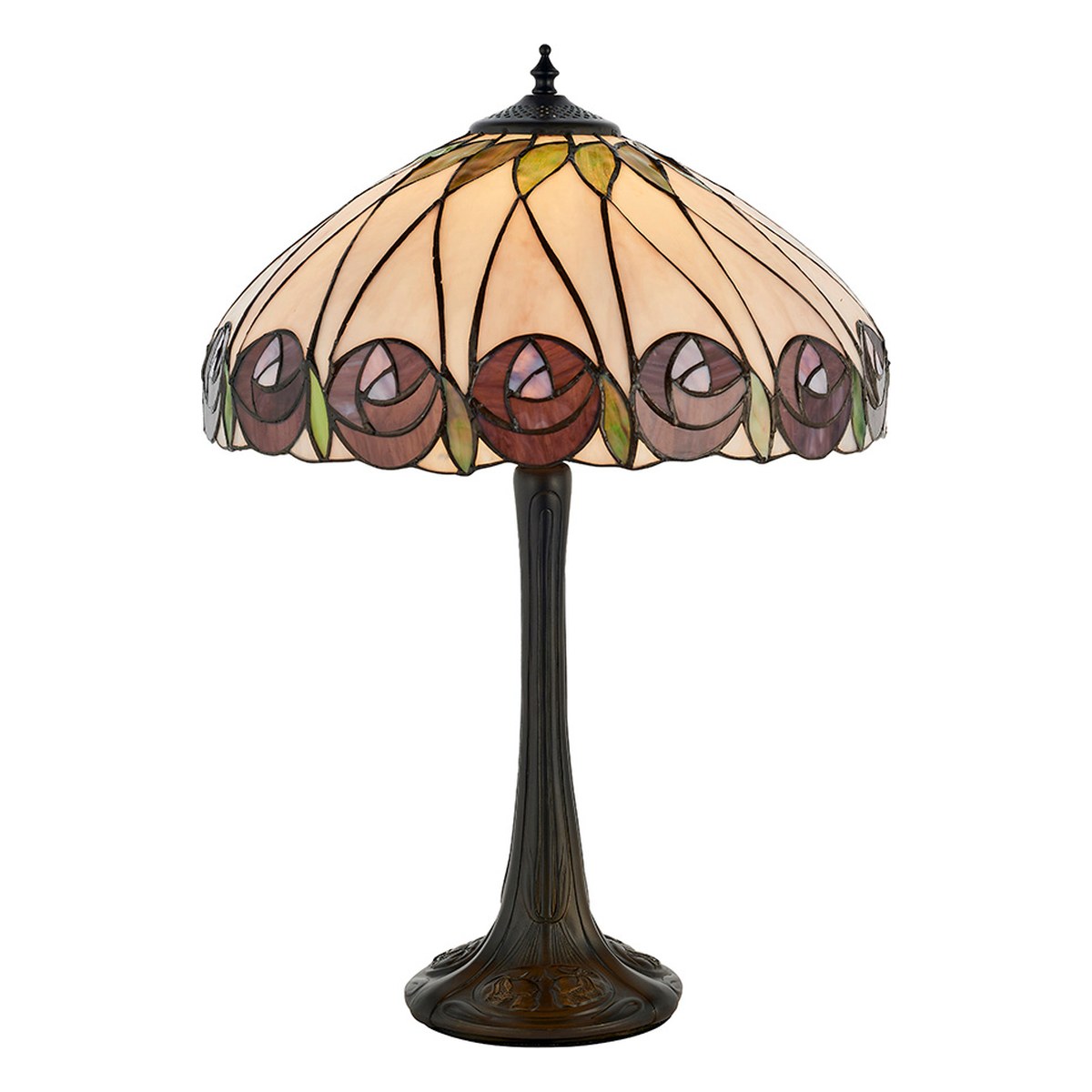 Interiors 1900 Hutchinson Medium Tiffany Table Lamp in Satin Black