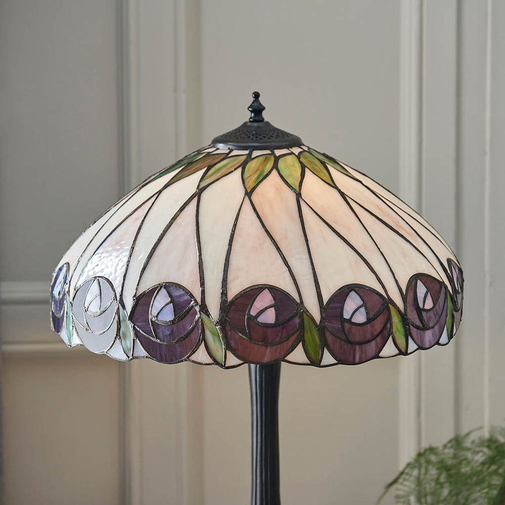 Interiors 1900 Hutchinson Medium Tiffany Table Lamp in Satin Black