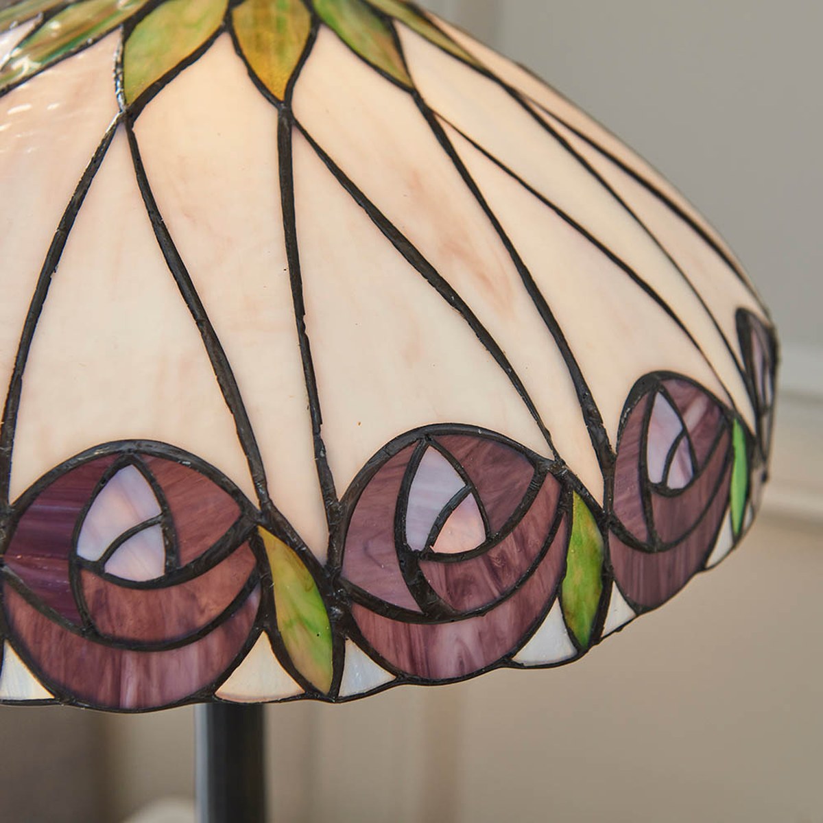 Interiors 1900 Hutchinson Medium Tiffany Table Lamp in Satin Black