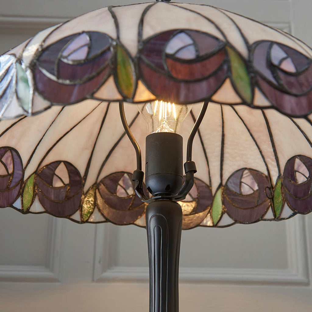 Interiors 1900 Hutchinson Medium Tiffany Table Lamp in Satin Black