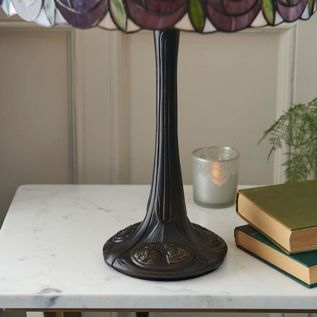 Interiors 1900 Hutchinson Medium Tiffany Table Lamp in Satin Black