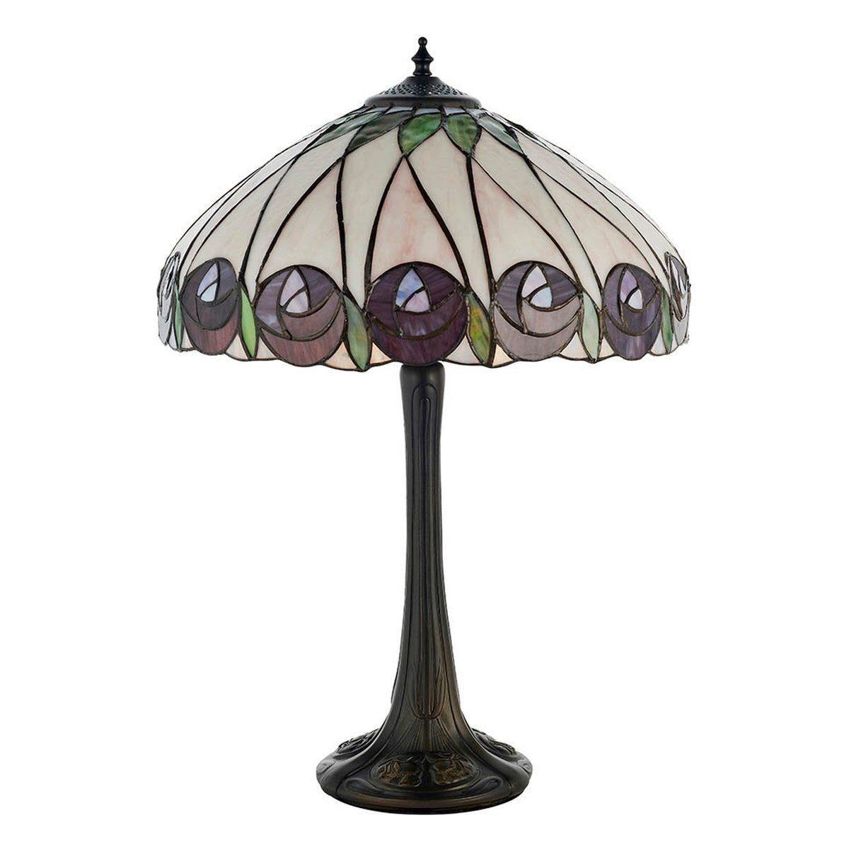 Interiors 1900 Hutchinson Medium Tiffany Table Lamp in Satin Black