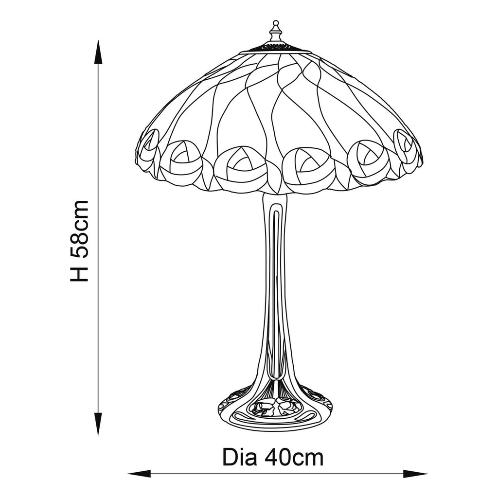 Interiors 1900 Hutchinson Medium Tiffany Table Lamp in Satin Black