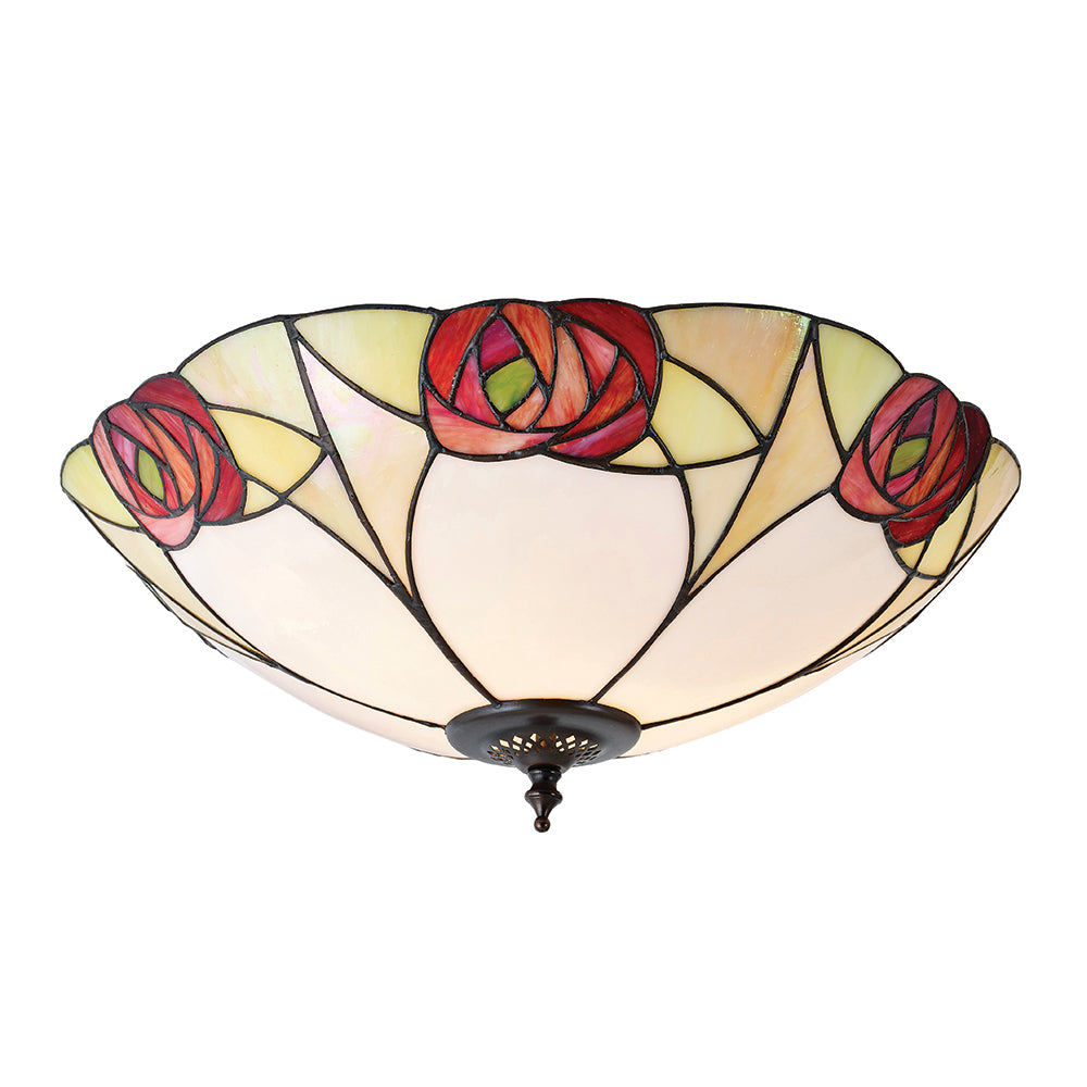 Interiors 1900 Ingram 2 Light Tiffany Flush Ceiling Light in Satin Black