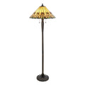 Interiors 1900 Jamelia 2 Light Tiffany Floor Lamp in Satin Black
