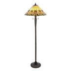 Interiors 1900 Jamelia 2 Light Tiffany Floor Lamp in Satin Black