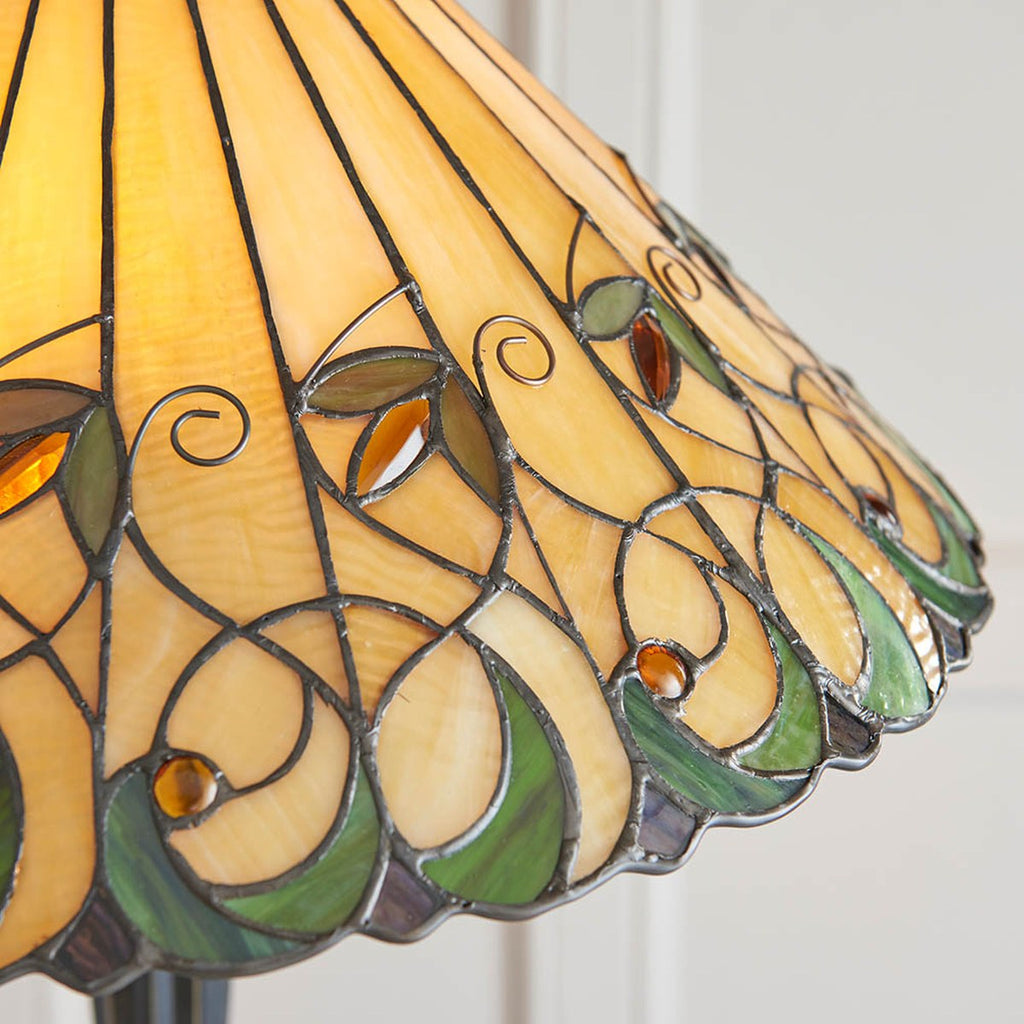 Interiors 1900 Jamelia 2 Light Tiffany Floor Lamp in Satin Black