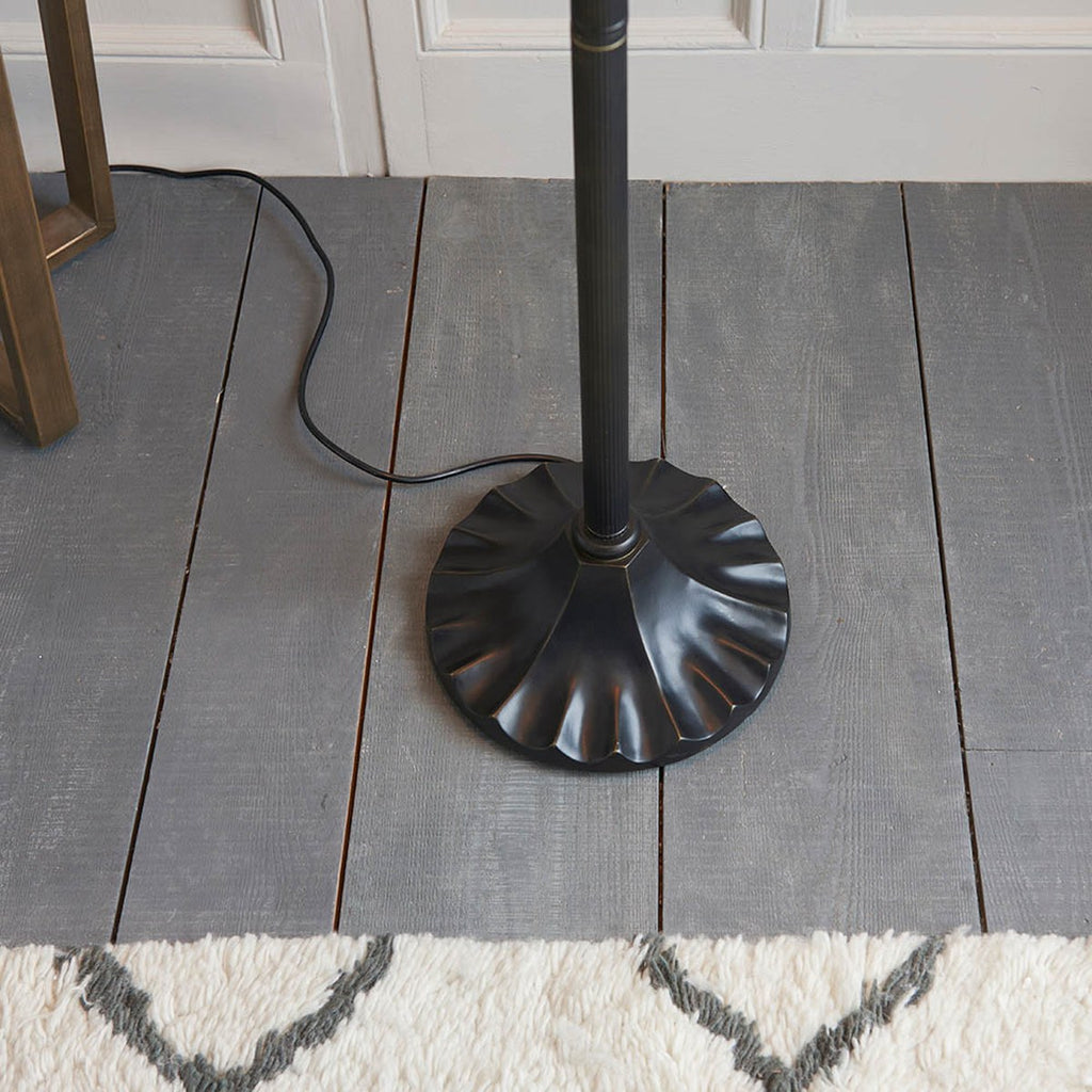 Interiors 1900 Jamelia 2 Light Tiffany Floor Lamp in Satin Black