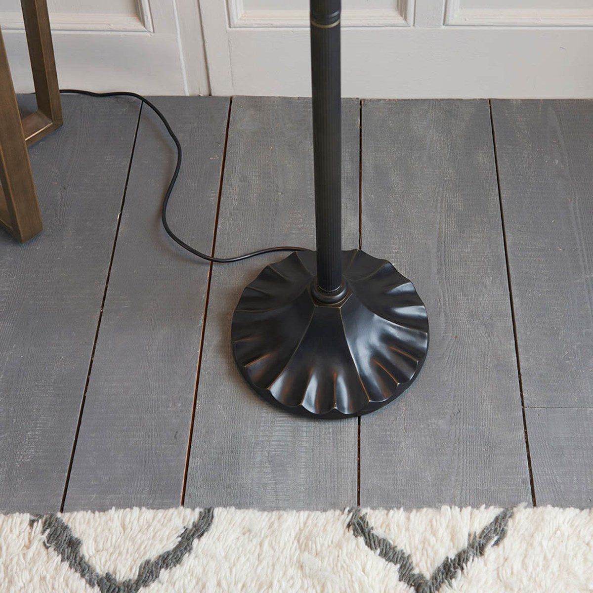 Interiors 1900 Jamelia 2 Light Tiffany Floor Lamp in Satin Black