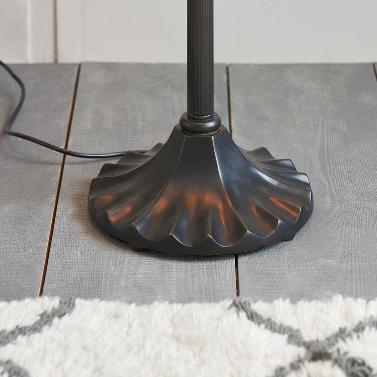 Interiors 1900 Jamelia 2 Light Tiffany Floor Lamp in Satin Black
