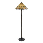 Interiors 1900 Jamelia 2 Light Tiffany Floor Lamp in Satin Black