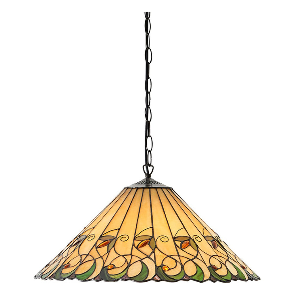 Interiors 1900 Jamelia Large 3 Light Tiffany Pendant Light in Satin Black