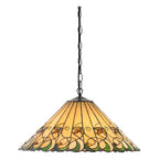 Interiors 1900 Jamelia Large 3 Light Tiffany Pendant Light in Satin Black