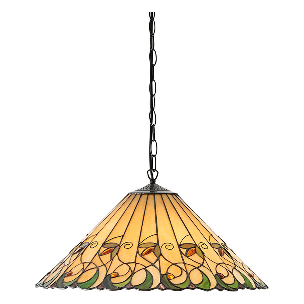 Interiors 1900 Jamelia Large 3 Light Tiffany Pendant Light in Satin Black