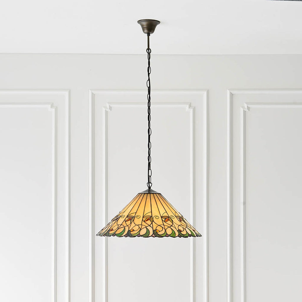 Interiors 1900 Jamelia Large 3 Light Tiffany Pendant Light in Satin Black