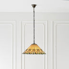 Interiors 1900 Jamelia Large 3 Light Tiffany Pendant Light in Satin Black