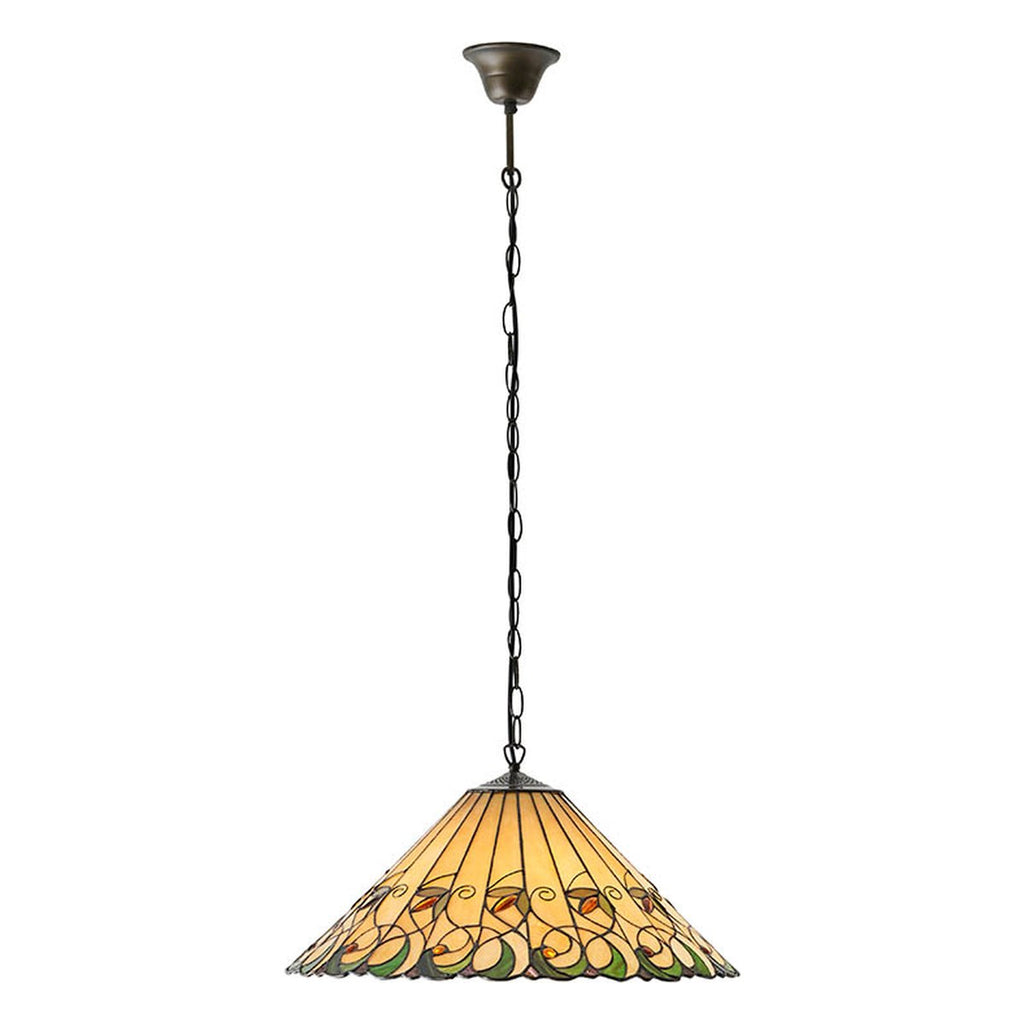 Interiors 1900 Jamelia Large 3 Light Tiffany Pendant Light in Satin Black