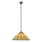 Interiors 1900 Jamelia Large 3 Light Tiffany Pendant Light in Satin Black